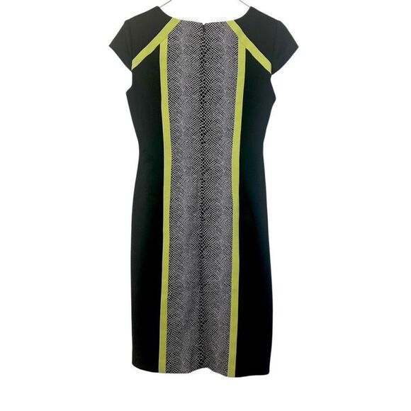 Leslie Fay Snake Print Colorblock Cap Sleeve Multicolor Sheath Dress Size 4 - Picture 2 of 4